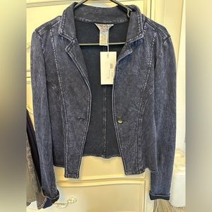 Hard tail blue knit blazer